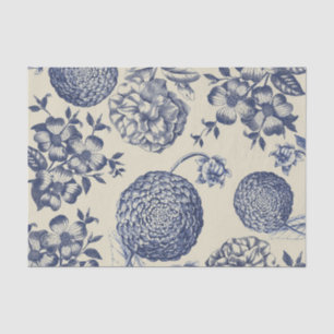 Antique Blue Flower Print Floral Tissue Paper