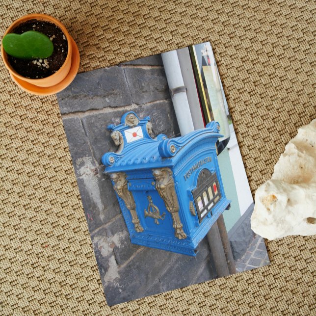 Antique blue German Mailbox from 1896 Postcard (Creator Uploaded)