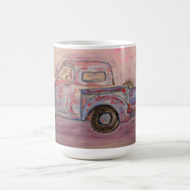antique blue patina truck coffee mug (Center)