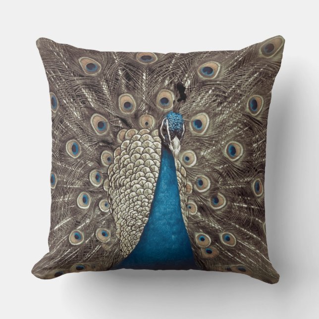 Antique Blue Peacock Cushion (Front)