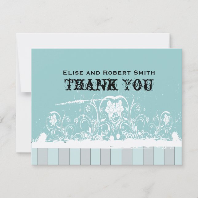 Antique Blue Personalised Thank You Notes (Front)