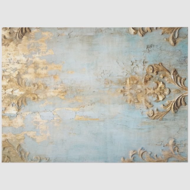 Antique Blue Romance Design Series 18 Tissue Paper (Front)