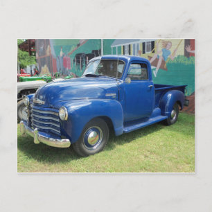 Antique Blue Truck Postcard