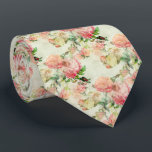 Antique Blush Peach Pink Floral Roses Art Pattern Tie<br><div class="desc">Unique neck tie with contemporary image of pastel pink, sage and mint green, teal and light blue, coral red and pale orange coloured rose flower pattern. Ornate, funky, modern and whimsical hipster design for the artistic or artsy hip trend setter, vintage retro, nouveau deco art style lover. Unique, pretty, decorative,...</div>