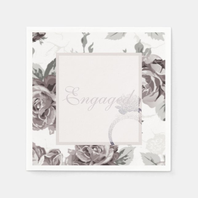 Antique blush pink rose engagement party napkin (Front)