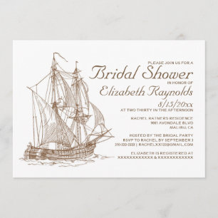 Antique Boat Bridal Shower Invitations