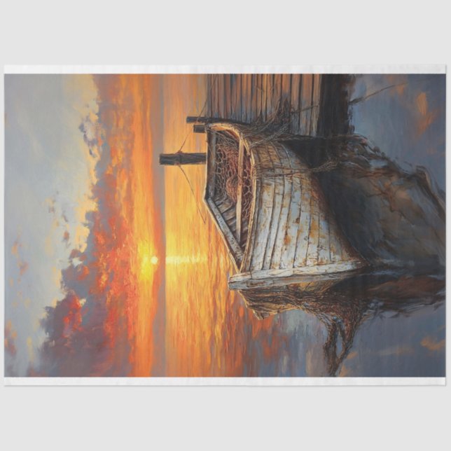 Antique Boat Fishing Nets by the Dock Decoupage Tissue Paper (Front)