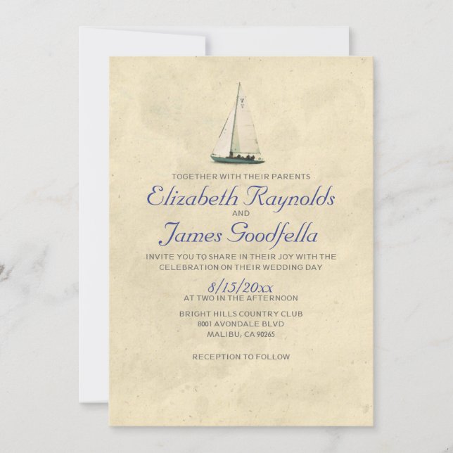 Antique Boats Wedding Invitations (Front)