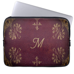 antique book binding  -  leather look laptop sleeve