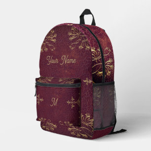 antique book binding  -  leather look printed backpack