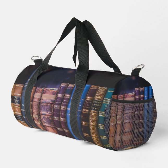 Antique book Bindings Books Duffle Bag (Right Corner)
