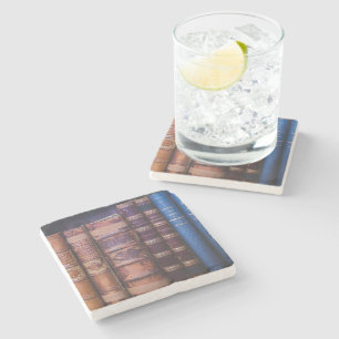 Antique book Bindings Books Stone Coaster