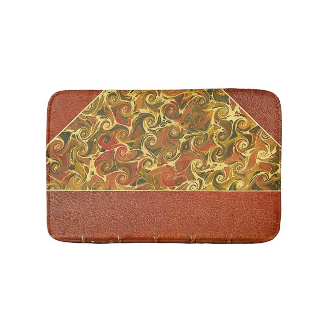 Antique Book Cover, Ornate Swirl Pattern Bath Mat (Front)
