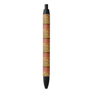 Antique Book Cover, Ornate Swirl Pattern Black Ink Pen
