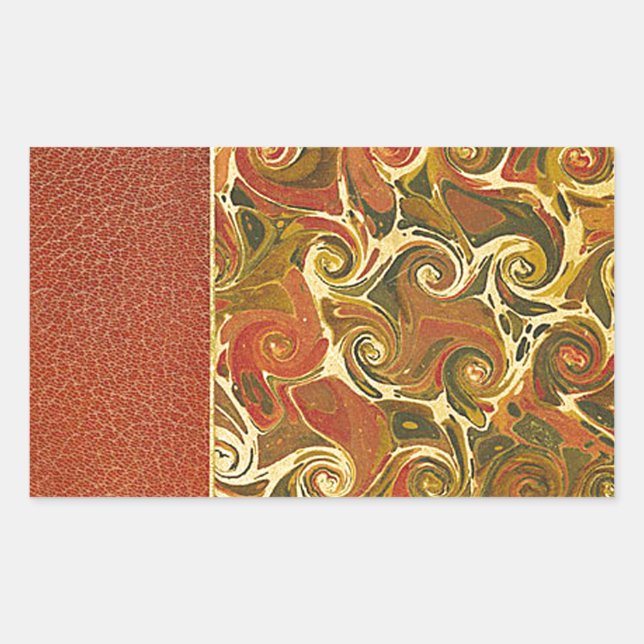 Antique Book Cover, Ornate Swirl Pattern Rectangular Sticker (Front)