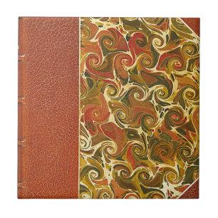 Antique Book Cover, Ornate Swirl Pattern Tile