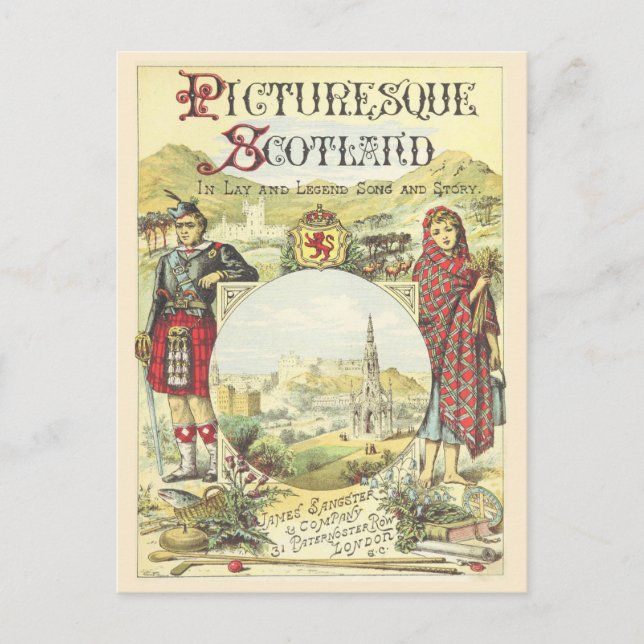 Antique Book Cover Picturesque Scotland Postcard (Front)