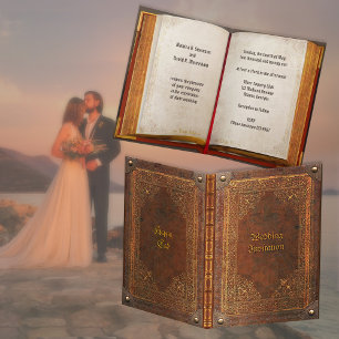 Antique Book (customisable) Wedding Card