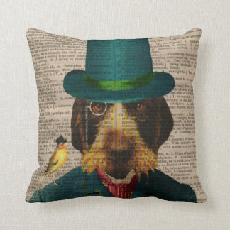 Antique Book Page Wirehaired Griffon Dog Pillow