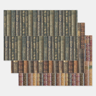 Antique Book Spines Wrapping Paper Sheet