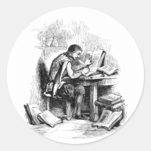 Antique Book Writer Author Classic Round Sticker