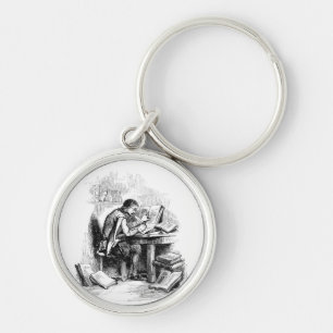 Antique Book Writer Author Key Ring