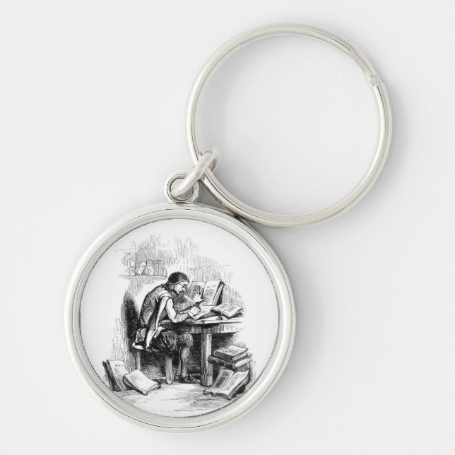 Antique Book Writer Author Key Ring (Front)