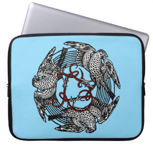 Antique Bookplate Three Hawks William de Morgan Laptop Sleeve