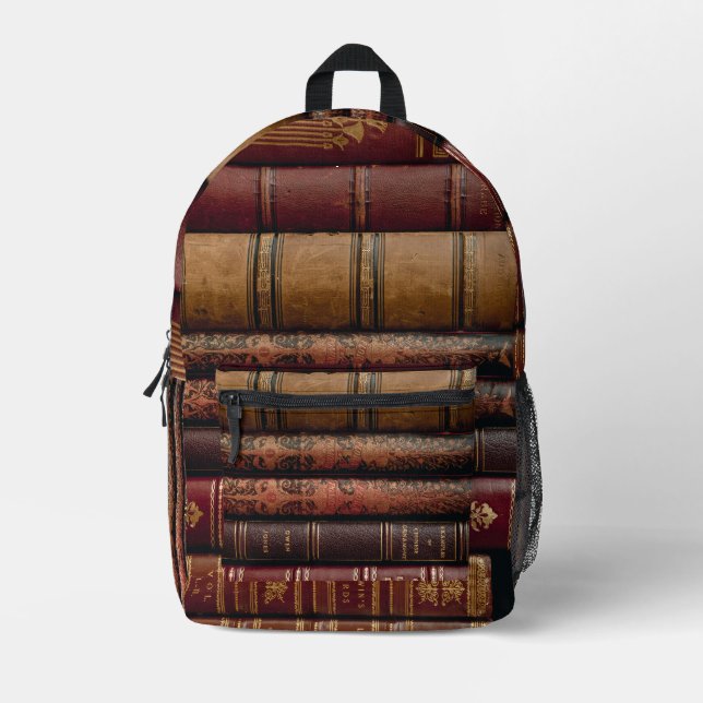 Antique Books Book Lover Printed Backpack (Front)