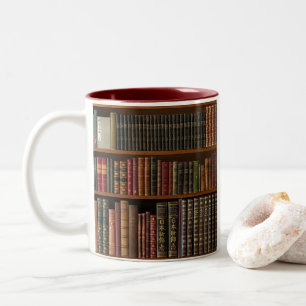 Antique Books Book Lover Two-Tone Coffee Mug