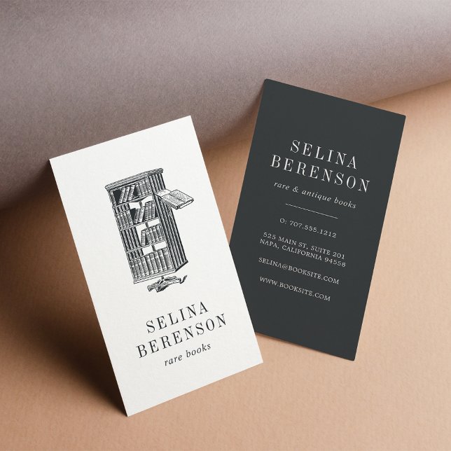 Antique Bookshelf | Rare Book Dealer | Librarian Business Card (Creator Uploaded)