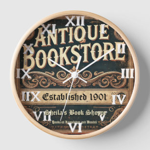 Antique Bookstore Vintage Wall Clock