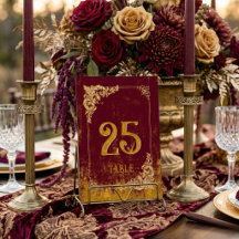 Antique Bordeaux Red  and Gold Elegant