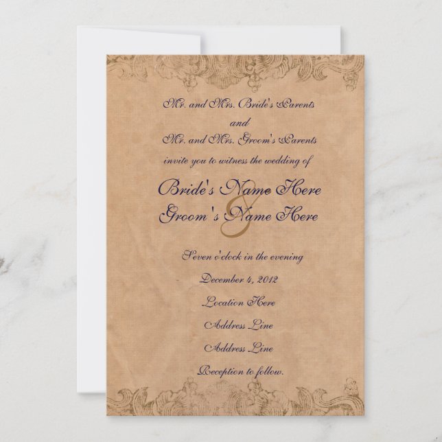 Antique Border Parchment Wedding Invitation (Front)