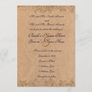 Antique Border Parchment Wedding Invitation
