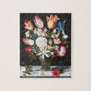 Antique Bosschaert Dutch Tulips and Roses Art Jigsaw Puzzle