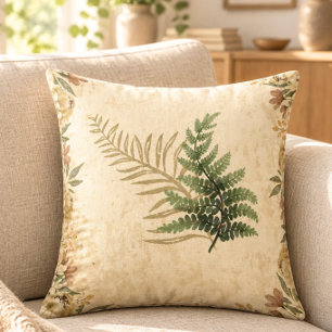 Antique Botanic and Floral Square Throw Pillow