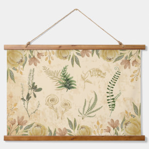Antique Botanic and Floral Wood Topped Tapestry
