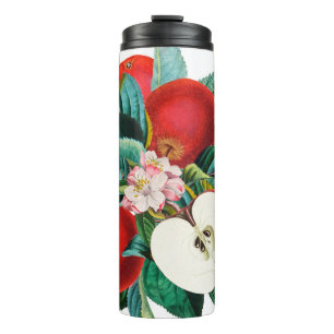 Antique botanical apple fruit arrangement, apple t thermal tumbler