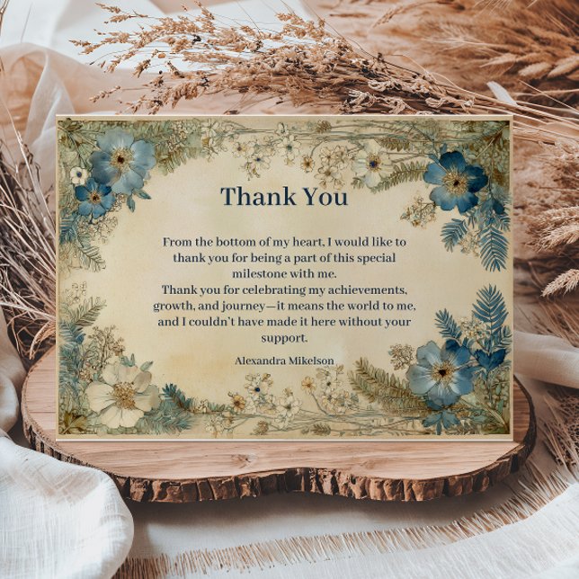 Antique Botanical Art Nouveau Sweet Sixteen Thank You Card (Creator Uploaded)