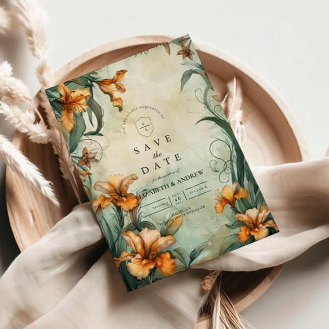 Antique Botanical Lily Wedding Save The Date (Creator Uploaded)
