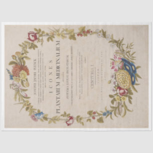 Antique Botanical Wreath Decoupage Tissue Paper