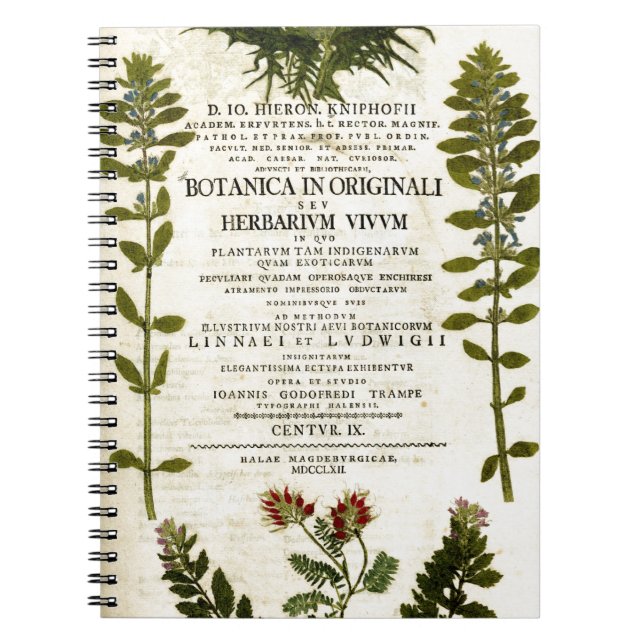 Antique Botany Bookplate Notebook (Front)