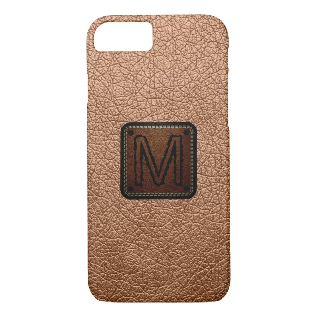 Antique brass Leather Look Monogram Case-Mate iPhone Case (Back)