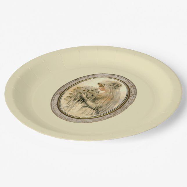 Antique Bride Paper Plate (Angled)