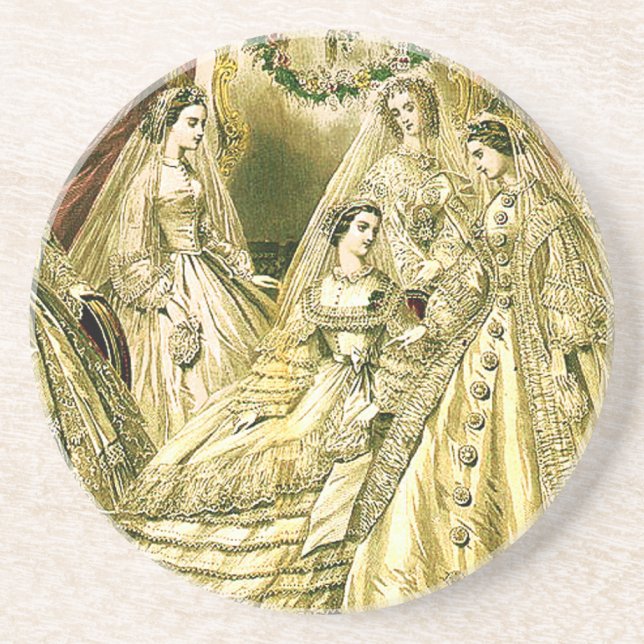 Antique Bride Vintage Wedding Coaster (Front)