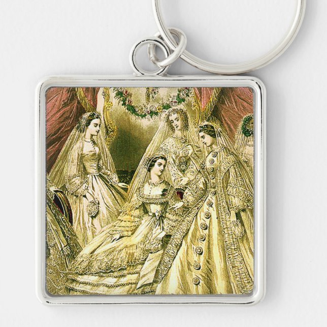 Antique Bride Vintage Wedding Key Ring (Front)