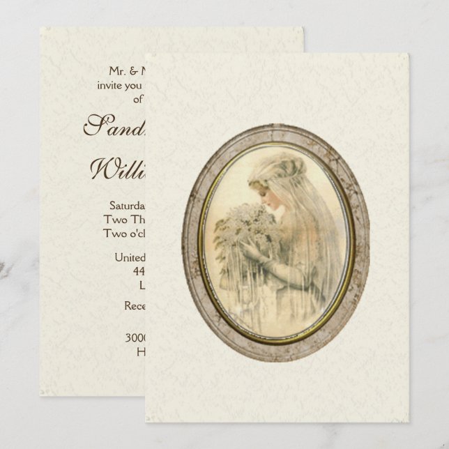 Antique Bride Wedding Ivory Invitation (Front/Back)