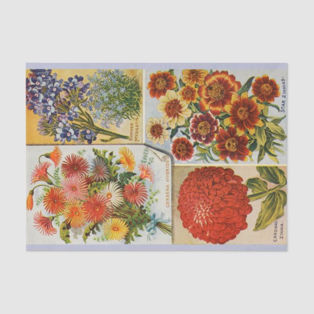 Antique Brilliant Colour Summer Flower Tissue Pape Tissue Paper (Front)