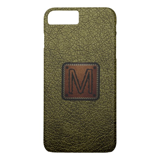 Antique bronze Leather Look Monogram Case-Mate iPhone Case (Back)